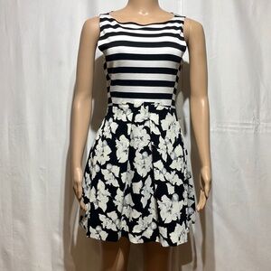 RACHEL Rachel Roy Black and White Mini Fit and Flare Dress